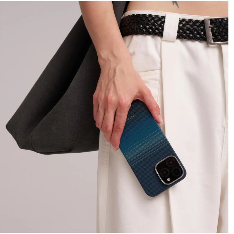 Laptop, Telefoane si Tablete - Telefoane mobile si accesorii - Accesorii Telefoane - Huse telefoane - Husa de protectie Pitaka Tactile Woven Aramida Magsafe pentru iPhone 16 Pro Max Moonrise - Infinity.ro