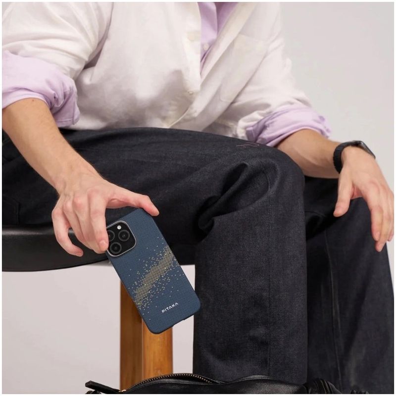 Laptop, Telefoane si Tablete - Telefoane mobile si accesorii - Accesorii Telefoane - Huse telefoane - Husa de protectie Pitaka Tactile Woven Aramida Magsafe pentru iPhone 16 Pro StarPeak Milky Way Galaxy - Infinity.ro