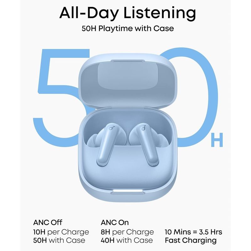 TV, Audio-Video si Foto - Portabile audio - Casti audio - Casti True Wireless Anker Soundcore R60i, ANC, Hi-Res Sound, Autonomie 50 ore, IP55, Bluetooth 6.1, Albastru - Infinity.ro