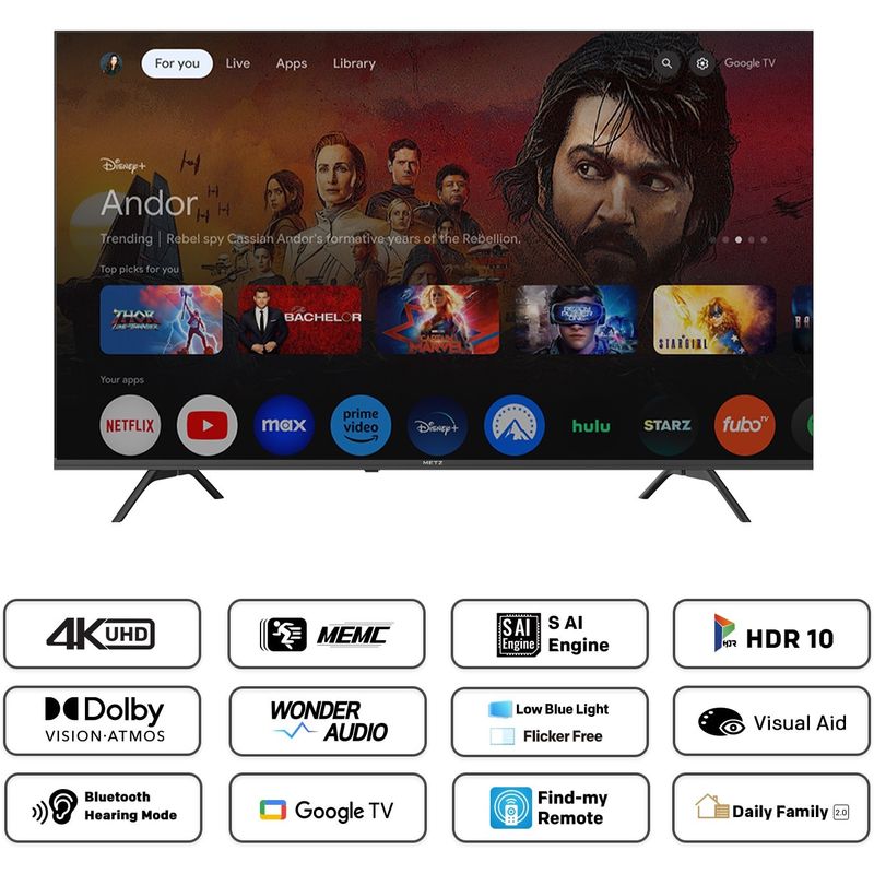 TV, Audio-Video si Foto - Televizoare - Televizor METZ LED 50MUF7000Z, 126 cm, Smart Google TV, 4K Ultra HD, Clasa F (Model 2025) - Infinity.ro