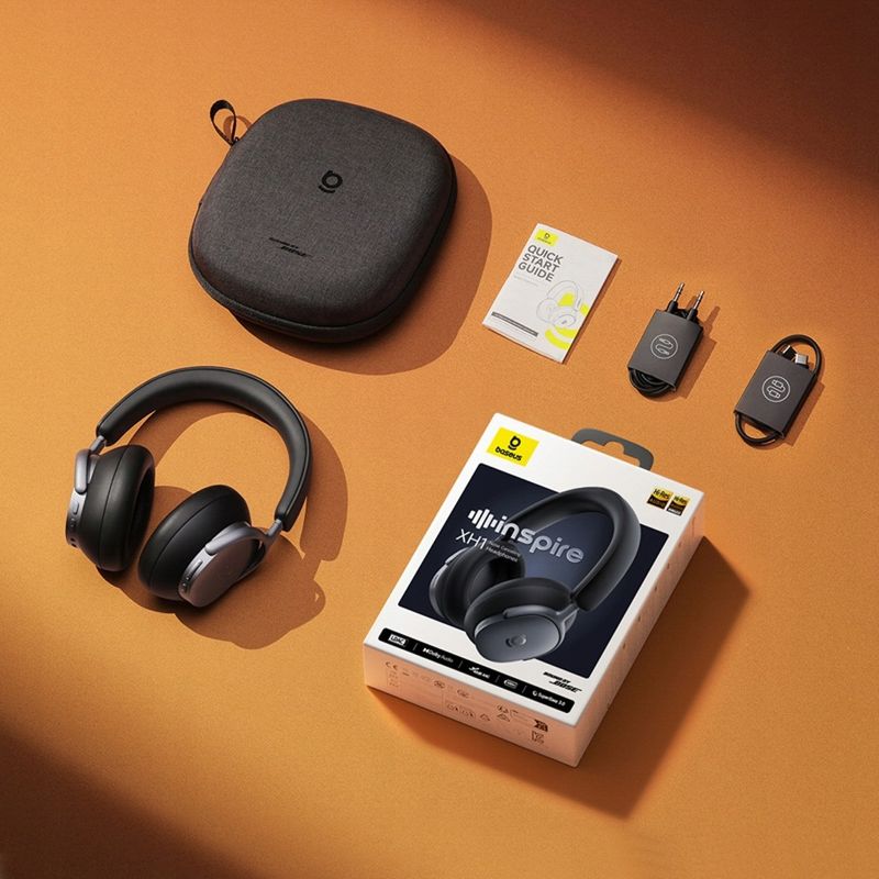 TV, Audio-Video si Foto - Portabile audio - Casti audio - Casti Wireless Baseus Inspire XH1, Adaptive Active Noise Cancelling, Dolby Audio, Negru, 100 ore autonomie - Infinity.ro