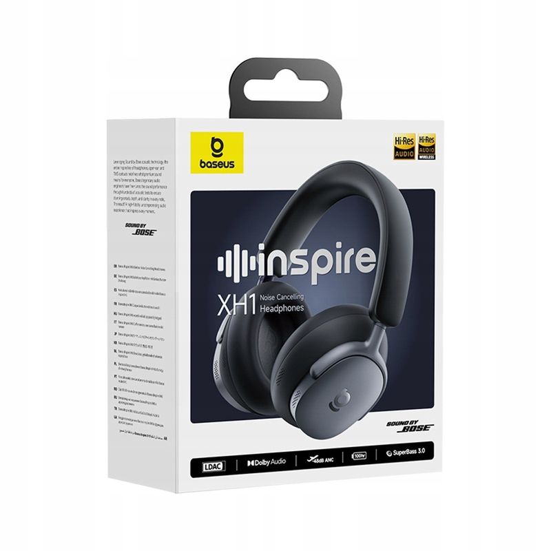 TV, Audio-Video si Foto - Portabile audio - Casti audio - Casti Wireless Baseus Inspire XH1, Adaptive Active Noise Cancelling, Dolby Audio, Negru, 100 ore autonomie - Infinity.ro