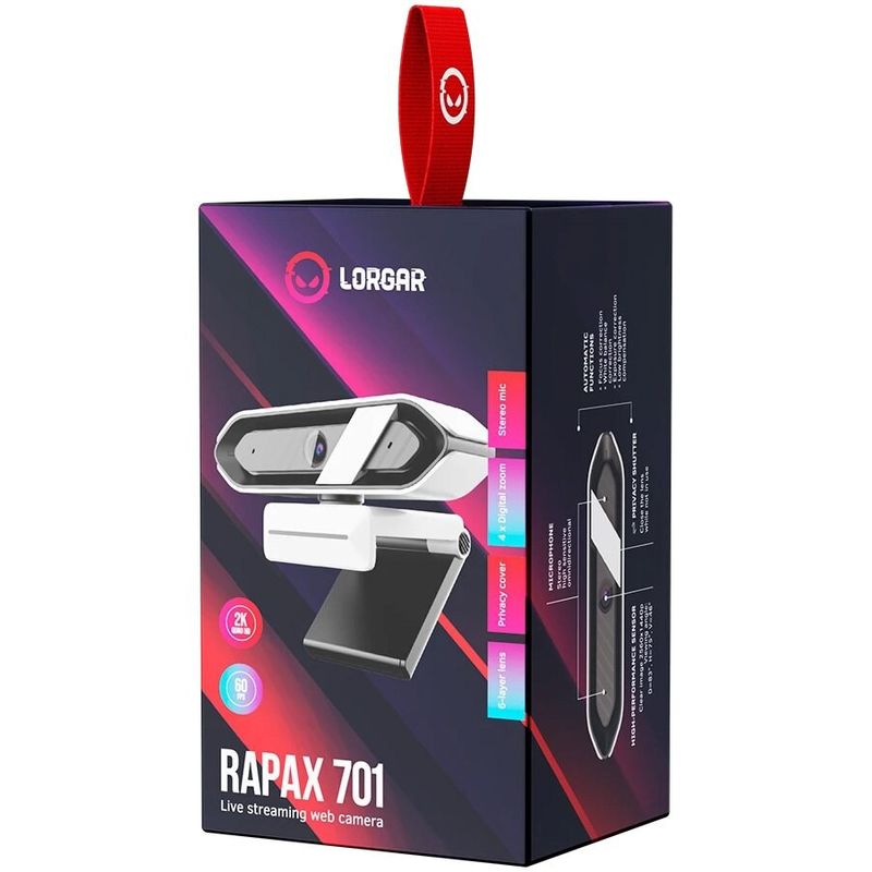 PC, gaming si accesorii - Periferice PC - Camere Web - Camera Web Lorgar Rapax 701 Quad HD 1440p Auto Focus Stereo White - Infinity.ro