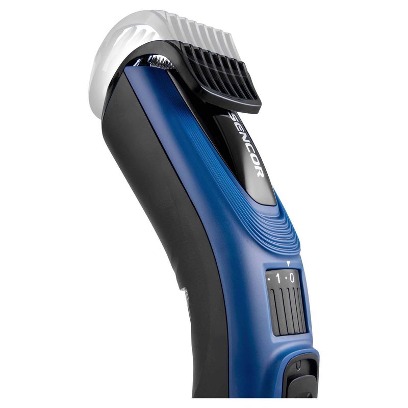 Ingrijire personala si Cosmetice - Aparate & accesorii ingrijire personala - Aparate de ras si tuns - Aparate de tuns - Masina de tuns, Sencor, Indicator LED, 240 V, Incarcare USB, Negru/Albastru - Infinity.ro