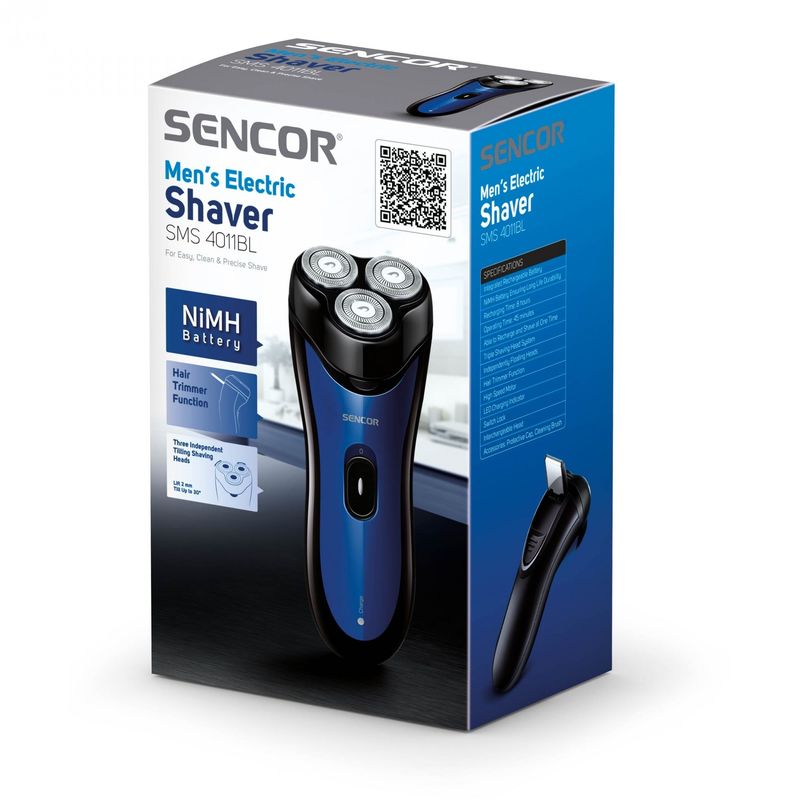 Ingrijire personala si Cosmetice - Aparate & accesorii ingrijire personala - Aparate de ras si tuns - Aparate de ras electrice - Aparat de ras electric, Sencor, 3 capete de ras, 3 W, Albastru/Negru - Infinity.ro