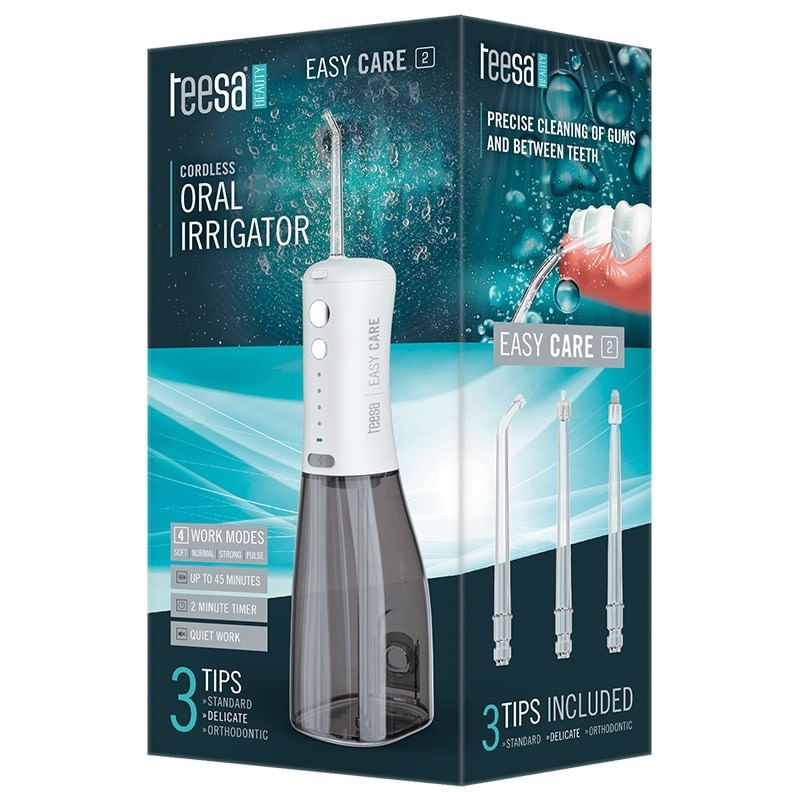 Ingrijire personala si Cosmetice - Igiena dentara - Irigatoare bucale - Irigator oral/Dus bucal Teesa Easy Care 2 TSA8080, 12 W, 4 programe, 3 capete incluse Alb/Gri - Infinity.ro