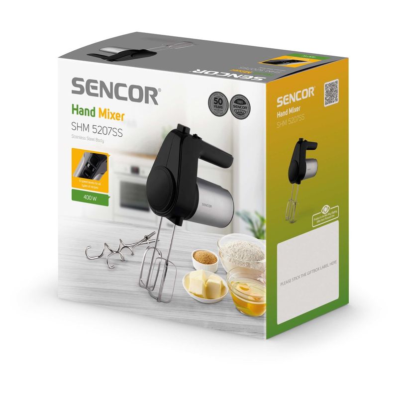 Electronice si Electrocasnice - Electrocasnice bucatarie - Mixere, tocatoare & roboti de bucatarie - Mixere - Mixer, Sencor, 400W, 5 trepte de viteza, Negru/Argintiu - Infinity.ro