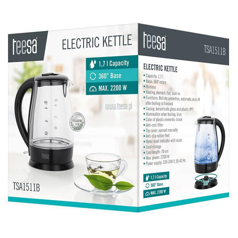 Electronice si Electrocasnice - Electrocasnice bucatarie - Preparare bauturi - Fierbatoare de apa - Fierbator electric Cordless 1.7 litri Teesa - Infinity.ro