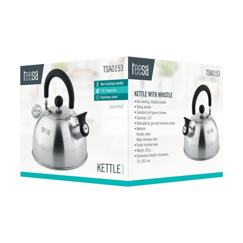 Electronice si Electrocasnice - Electrocasnice bucatarie - Preparare bauturi - Fierbatoare de apa - Fierbator din inox, Teesa, 1.8L, 22x18.5cm - Infinity.ro