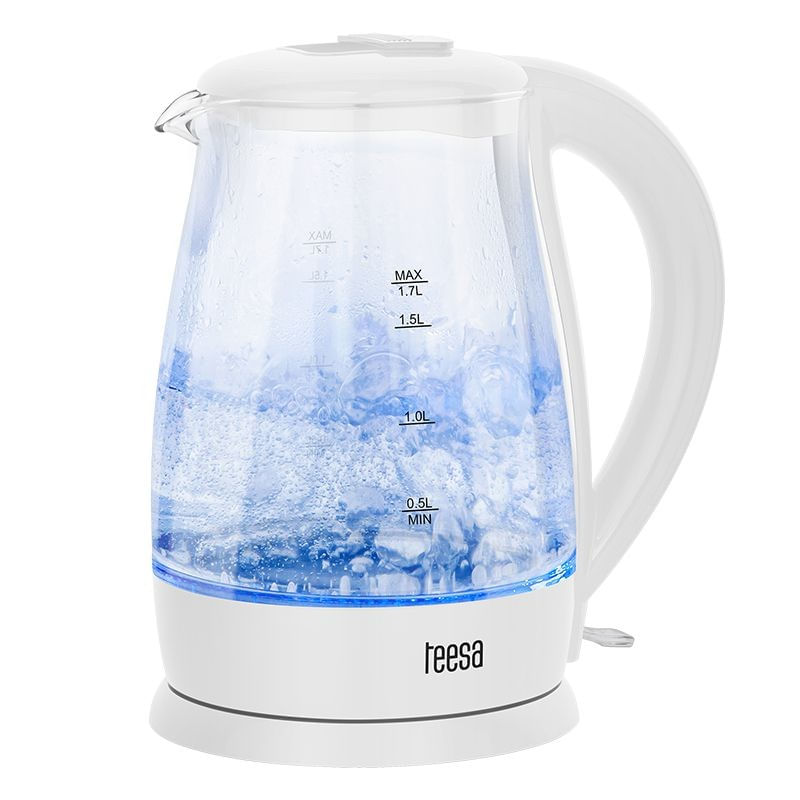 Electronice si Electrocasnice - Electrocasnice bucatarie - Preparare bauturi - Fierbatoare de apa - Fierbator electric cordless, capacitate 1.7 L, culoare alb, Teesa - Infinity.ro