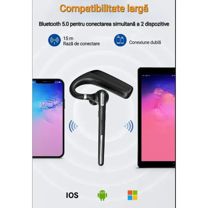 TV, Audio-Video si Foto - Portabile audio - Casti audio - Casca Bluetooth Wireless CerCip G6, Autonomie 110 ore, Anulare zgomot fundal, Multipoint - Infinity.ro
