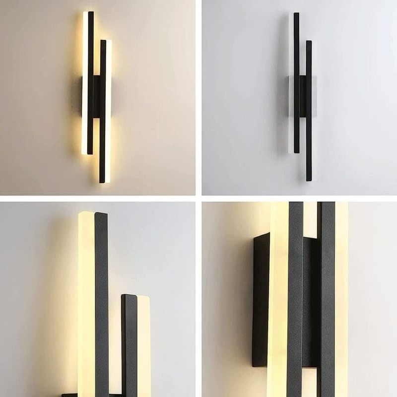 Casa si Gradina - Corpuri si surse de iluminat - Plafoniere, aplice si spoturi - Aplica LED pentru perete, 3 tipuri de iluminare cald/rece/neutru cu modulator, Negru/Alb, Aluminiu/Acril, 8x50 cm - Infinity.ro