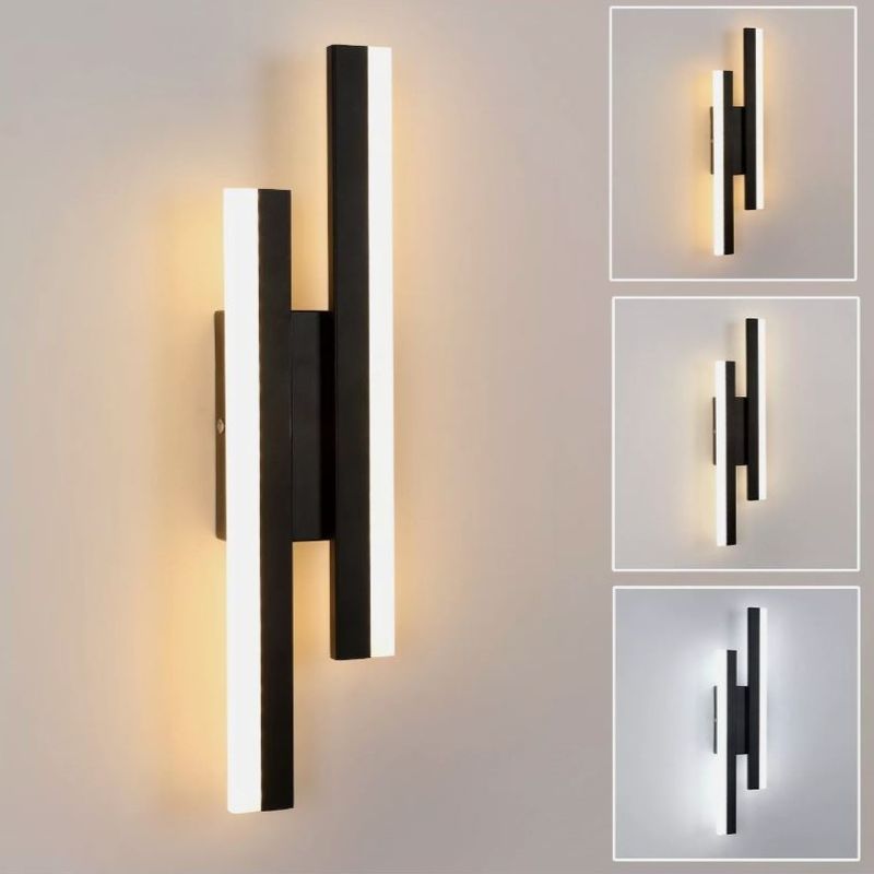 Casa si Gradina - Corpuri si surse de iluminat - Plafoniere, aplice si spoturi - Aplica LED pentru perete, 3 tipuri de iluminare cald/rece/neutru cu modulator, Negru/Alb, Aluminiu/Acril, 8x50 cm - Infinity.ro