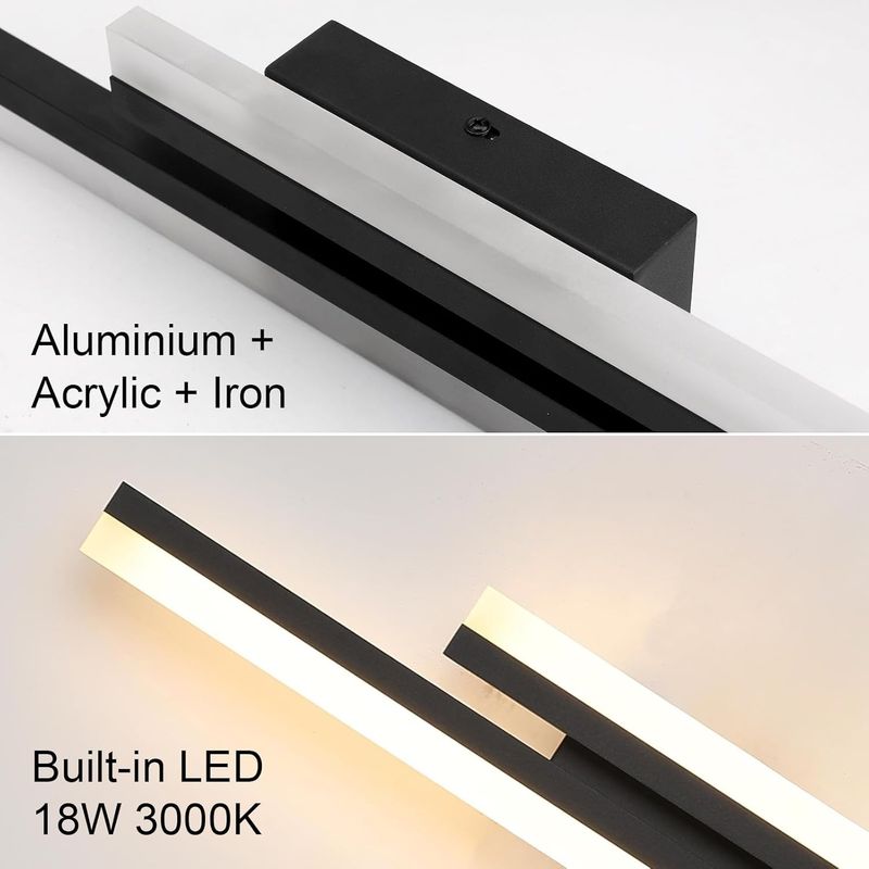 Casa si Gradina - Corpuri si surse de iluminat - Plafoniere, aplice si spoturi - Aplica LED pentru perete, 3 tipuri de iluminare cald/rece/neutru cu modulator, Negru/Alb, Aluminiu/Acril, 8x50 cm - Infinity.ro