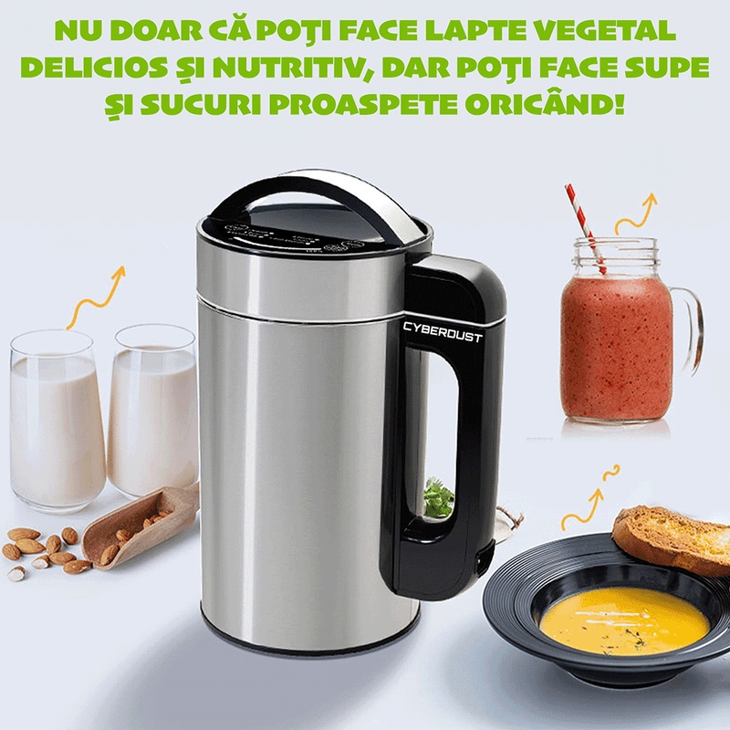 Electronice si Electrocasnice - Electrocasnice bucatarie - Mixere, tocatoare & roboti de bucatarie - Mixere - Aparat multifunctional pentru preparat lapte vegetal 7 in 1, CYBERDUST, Gri 2.0, Soia, migdale, caju,Smoothie,Suc,Supe - Infinity.ro