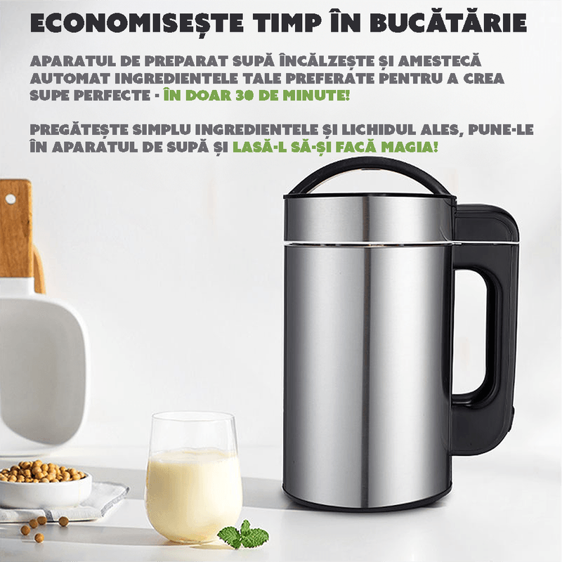 Electronice si Electrocasnice - Electrocasnice bucatarie - Mixere, tocatoare & roboti de bucatarie - Mixere - Aparat multifunctional pentru preparat lapte vegetal 7 in 1, CYBERDUST, Gri 2.0, Soia, migdale, caju,Smoothie,Suc,Supe - Infinity.ro