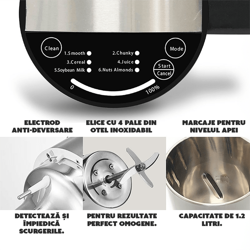 Electronice si Electrocasnice - Electrocasnice bucatarie - Mixere, tocatoare & roboti de bucatarie - Mixere - Aparat multifunctional pentru preparat lapte vegetal 7 in 1, CYBERDUST, Gri 2.0, Soia, migdale, caju,Smoothie,Suc,Supe - Infinity.ro