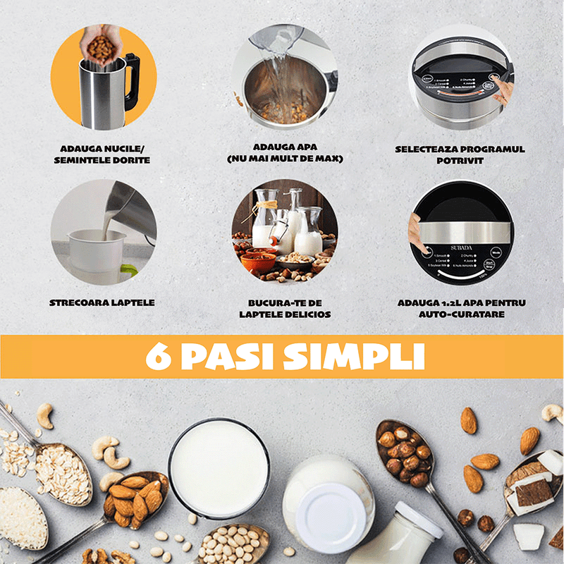 Electronice si Electrocasnice - Electrocasnice bucatarie - Mixere, tocatoare & roboti de bucatarie - Mixere - Aparat multifunctional pentru preparat lapte vegetal 7 in 1, CYBERDUST, Gri 2.0, Soia, migdale, caju,Smoothie,Suc,Supe - Infinity.ro