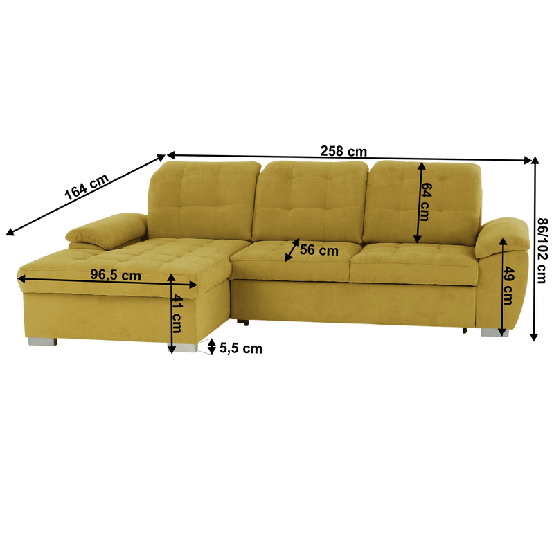 Casa si Gradina - Mobilier - Canapele si coltare - Coltare - Coltar, mustar tesatura, de stanga, EVANGELIN - Infinity.ro
