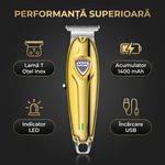 Ingrijire personala si Cosmetice - Aparate & accesorii ingrijire personala - Aparate de ras si tuns - Aparate de tuns - Masina de contur profesionala VGR V-188, 240 minute autonomie, Lama T din otel inoxidabil, USB, Auriu - Infinity.ro