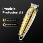 Ingrijire personala si Cosmetice - Aparate & accesorii ingrijire personala - Aparate de ras si tuns - Aparate de tuns - Masina de contur profesionala VGR V-188, 240 minute autonomie, Lama T din otel inoxidabil, USB, Auriu - Infinity.ro