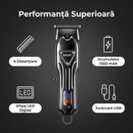 Ingrijire personala si Cosmetice - Aparate & accesorii ingrijire personala - Aparate de ras si tuns - Aparate de tuns - Aparat de tuns fara fir VGR V-298, 4 Distantiere, Afisaj LED, Acumulator 1500mAh/Autonomie mare, Negru - Infinity.ro