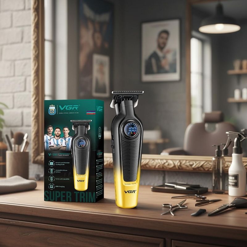 Ingrijire personala si Cosmetice - Aparate & accesorii ingrijire personala - Aparate de ras si tuns - Aparate de tuns - Aparat de tuns profesional VGR V-996, Ecran LED, Reincarcabil, Lame T-Shape din otel, 4 Piepteni - Infinity.ro
