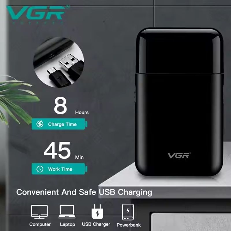 Ingrijire personala si Cosmetice - Aparate & accesorii ingrijire personala - Aparate de ras si tuns - Aparat de Ras Electric Portabil VGR V-390, Reincarcabil USB, Trimmer Integrat, Autonomie 45 Minute - Infinity.ro