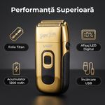 Ingrijire personala si Cosmetice - Aparate & accesorii ingrijire personala - Aparate de ras si tuns - Aparat de Ras Profesional VGR V-332 SuperTrim, Afisaj LED Digital, Autonomie 150 Minute, Auriu - Infinity.ro