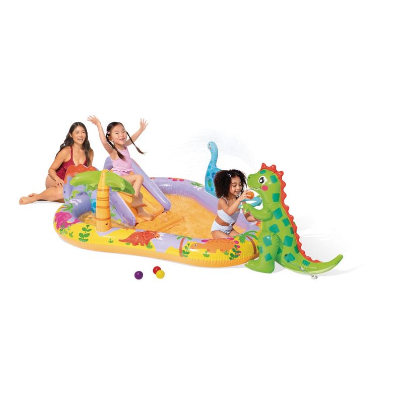 Casa si Gradina - Gradina si terasa - Piscine si accesorii - Piscine copii - Piscina gonflabila copii Intex 56139 Dino Park, tobogan, fantana arteziana, multicolor KID428628 - Infinity.ro