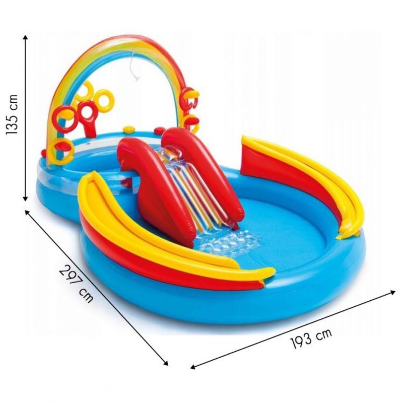 Casa si Gradina - Gradina si terasa - Piscine si accesorii - Piscine copii - Piscina gonflabila copii Intex 57453 Rainbow, 2 bazine, tobogan si jocuri interactive KID402499 - Infinity.ro