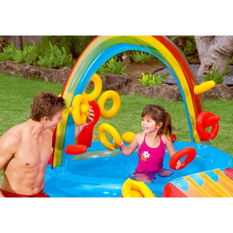 Casa si Gradina - Gradina si terasa - Piscine si accesorii - Piscine copii - Piscina gonflabila copii Intex 57453 Rainbow, 2 bazine, tobogan si jocuri interactive KID402499 - Infinity.ro