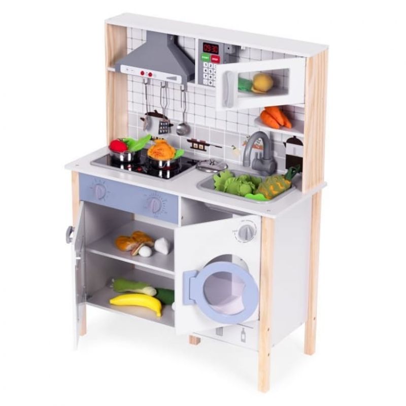 Jucarii, Copii si Bebe - Jucarii si jocuri - Jucarii de rol - Bucatarii copii - Bucatarie copii Ecotoys, lemn, cuptor, masina de spalat, 5 accesorii, multicolor KID003839 - Infinity.ro