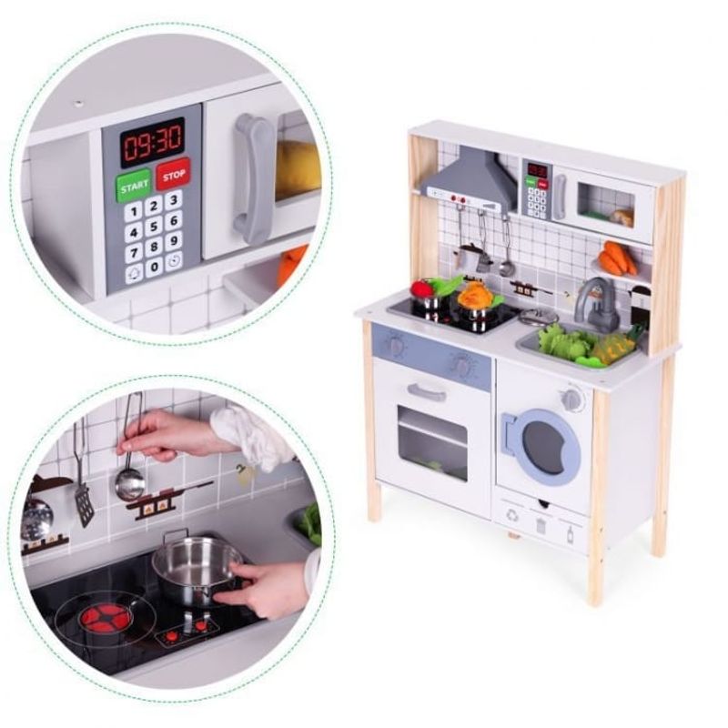 Jucarii, Copii si Bebe - Jucarii si jocuri - Jucarii de rol - Bucatarii copii - Bucatarie copii Ecotoys, lemn, cuptor, masina de spalat, 5 accesorii, multicolor KID003839 - Infinity.ro