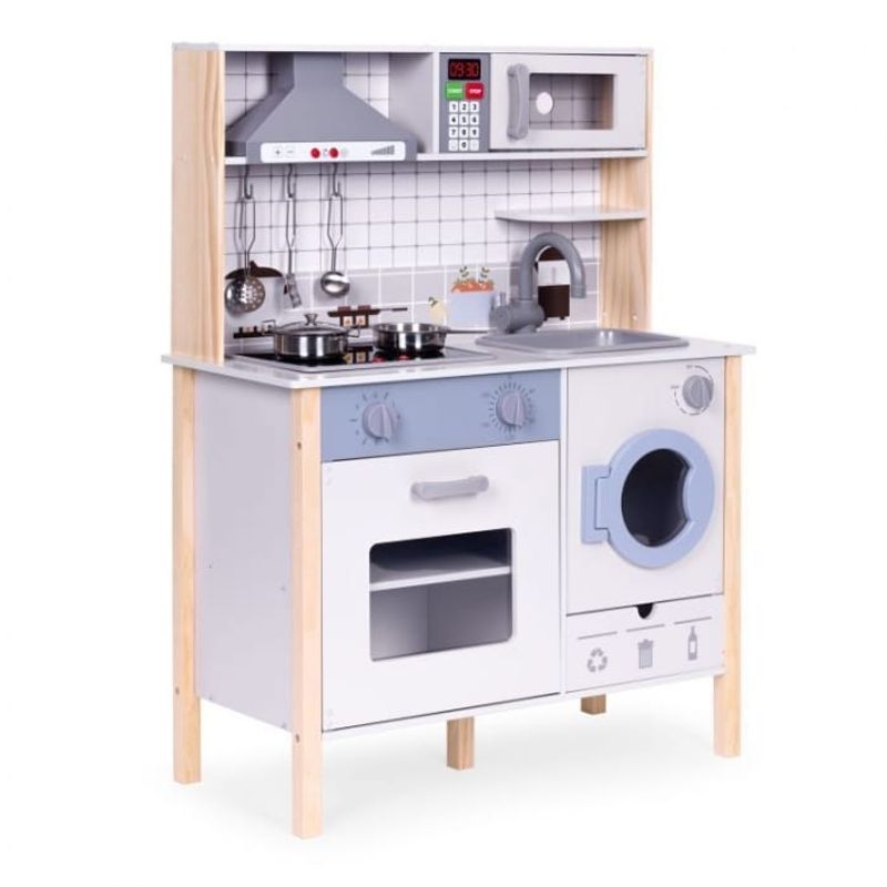 Jucarii, Copii si Bebe - Jucarii si jocuri - Jucarii de rol - Bucatarii copii - Bucatarie copii Ecotoys, lemn, cuptor, masina de spalat, 5 accesorii, multicolor KID003839 - Infinity.ro