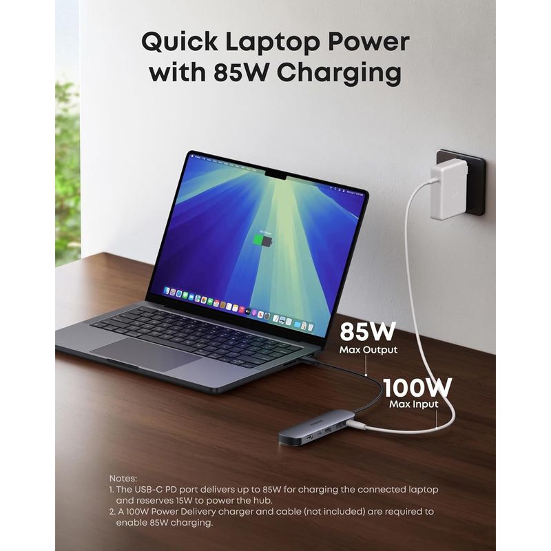 PC, gaming si accesorii - Retelistica - Hub-uri - Hub Anker Nano USB-C Multi-Port 7-in-1 4K 85W Gri - Infinity.ro