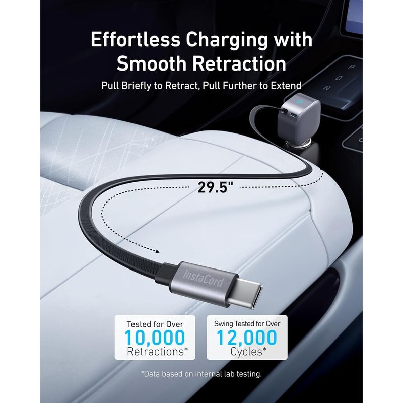 Laptop, Telefoane si Tablete - Telefoane mobile si accesorii - Accesorii Telefoane - Incarcatoare telefoane - Incarcator auto Anker Nano 75W, USB-C 45W + port USB-C 30W, Negru, cablu retractabil 75 cm - Infinity.ro