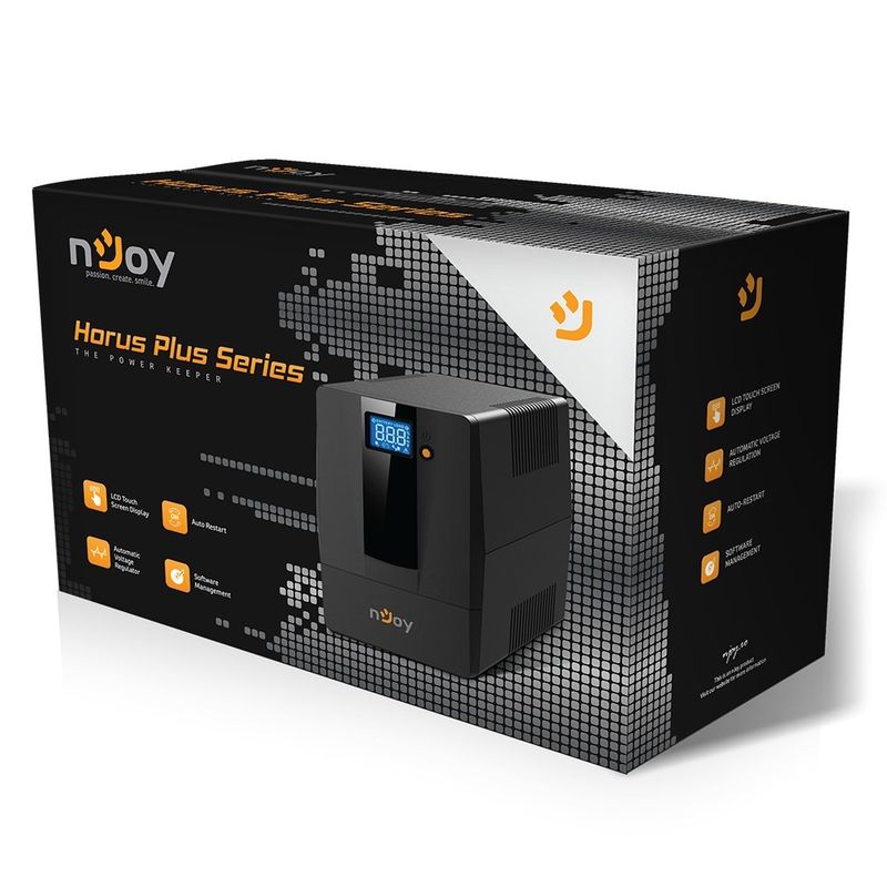 Casa si Gradina - Electrice - Accesorii electrice - Stabilizatoare tensiune si ups - UPS nJoy Horus Plus 2000, 2000VA/1200W, LCD cu ecran tactil, Management, Repornire Automata, Reglaj Automat al Tensiunii - Infinity.ro