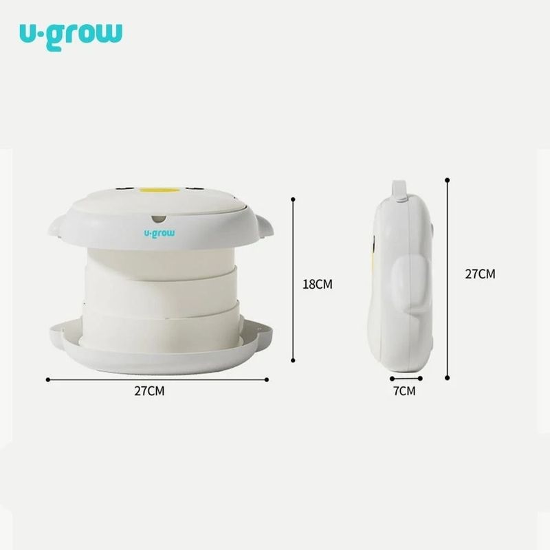Jucarii, Copii si Bebe - Igiena si ingrijire - Baia bebelusului - Olite si reductoare WC - Olita portabila si pliabila U-Grow, 1 - 6 ani, Margini Rotunjite, Baza antiderapanta, Usor de Curatat, Alba - Infinity.ro