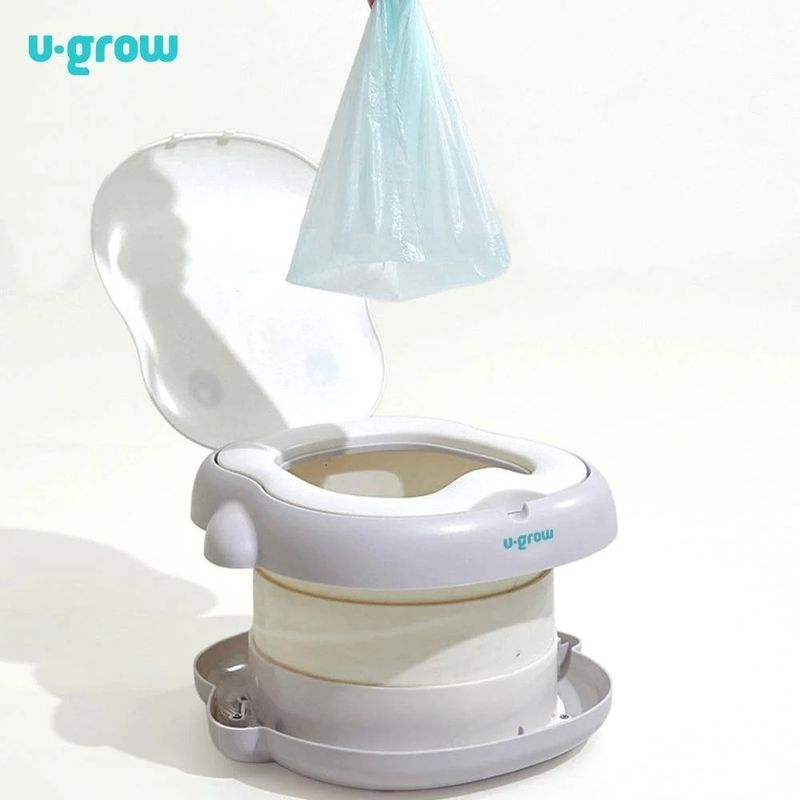 Jucarii, Copii si Bebe - Igiena si ingrijire - Baia bebelusului - Olite si reductoare WC - Olita portabila si pliabila U-Grow, 1 - 6 ani, Margini Rotunjite, Baza antiderapanta, Usor de Curatat, Alba - Infinity.ro