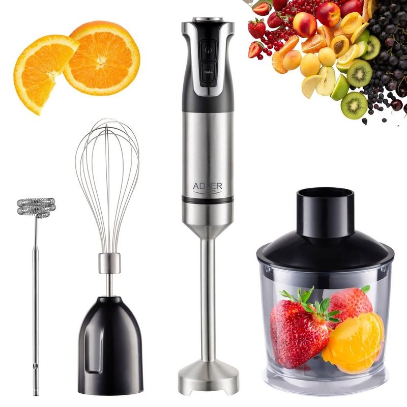 Electronice si Electrocasnice - Electrocasnice bucatarie - Mixere, tocatoare & roboti de bucatarie - Blendere si mini tocatoare - Blender Vertical 5 in 1 Adler AD4627B, 1500W, 20 Viteze, Functie Turbo, Negru - Infinity.ro