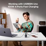 Laptop, Telefoane si Tablete - Telefoane mobile si accesorii - Accesorii Telefoane - Incarcatoare telefoane - Incarcator de retea UGREEN Uno 100W, GaN Fast Charger, 1x USB-A, 3x USB-C, Negru Gri - Infinity.ro