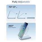 Laptop, Telefoane si Tablete - Telefoane mobile si accesorii - Accesorii Telefoane - Incarcatoare telefoane - Incarcator wireless UGREEN MagFlow 2-in-1 Qi2.2, 25W, Albastru, compact, cu unghi reglabil - Infinity.ro
