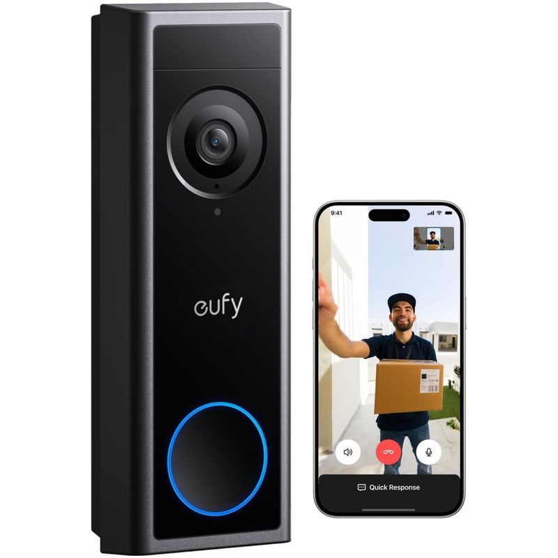 Casa si Gradina - Electrice - Accesorii electrice - Sonerii electrice - Sonerie video Eufy C31, WiFi, 2K FHD, Compatibil cu Homebase S380, Negru - Infinity.ro