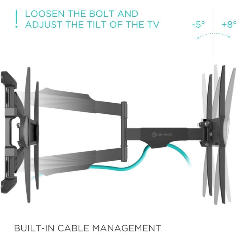TV, Audio-Video si Foto - Accesorii TV si audio - Suporturi TV - Suport TV universal, NP47, Onkron, 40 "-75" inch, VESA 200x200-400x400 mm, Pivotant, Inclinat, Negru - Infinity.ro