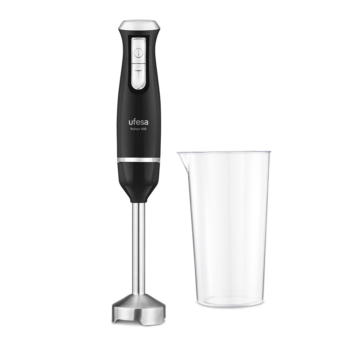 Blender de mana Ufesa Pulsar 800 Master 800W, 2 viteze + Turbo, lama inox, picior metalic, negru