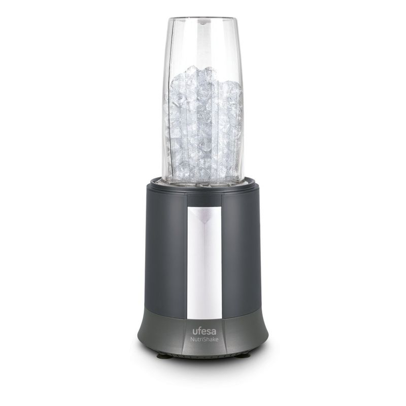 Electronice si Electrocasnice - Electrocasnice bucatarie - Mixere, tocatoare & roboti de bucatarie - Blendere si mini tocatoare - Blender UFESA Nutrishake 1200W, 2 Recipiente Sport, Lame Inox, Negru/Argintiu - Infinity.ro