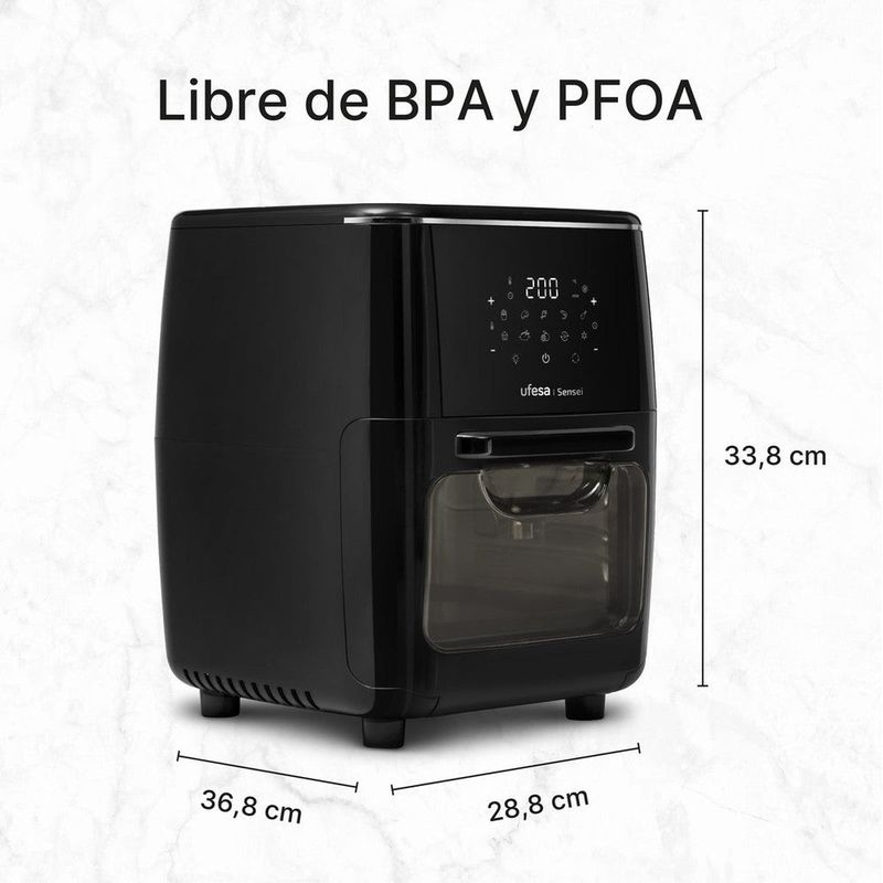 Electronice si Electrocasnice - Electrocasnice bucatarie - Aparate de gatit & desert - Friteuze - Friteuza cu aer cald Ufesa Sensei, 12 l, control digital, 10 programe automate, accesoriu rotisor, lumina interioara - Infinity.ro