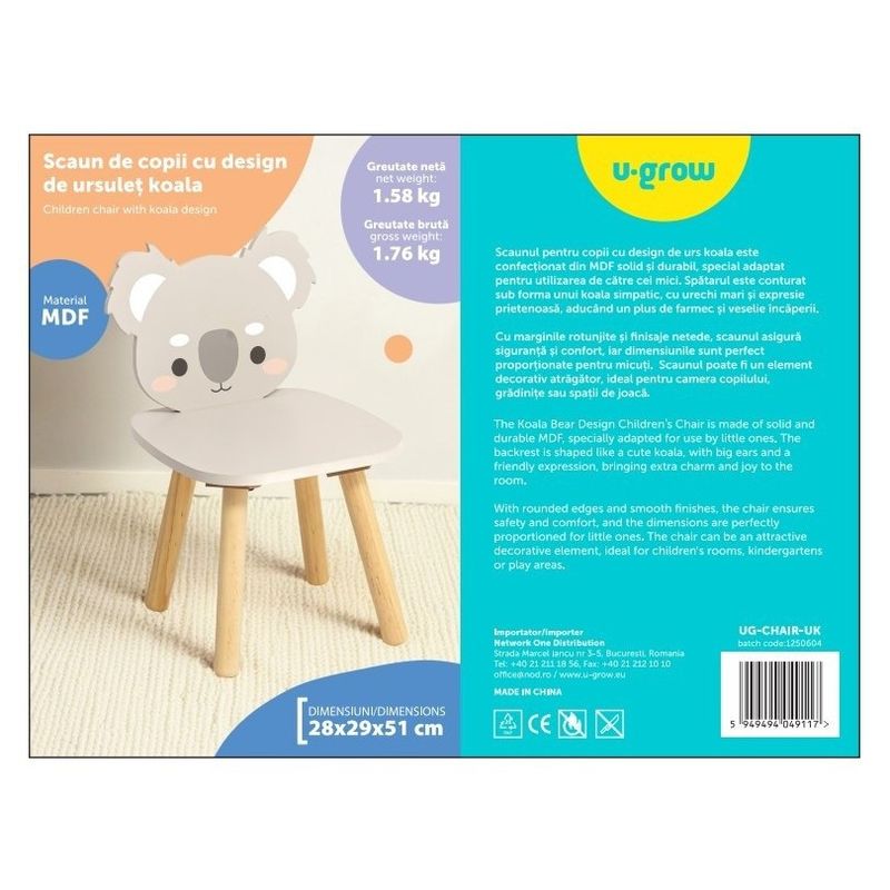 Casa si Gradina - Mobilier - Mobilier copii - Mobilier camera copiilor - Scaun copii, design ursulet koala, U-Grow - Infinity.ro