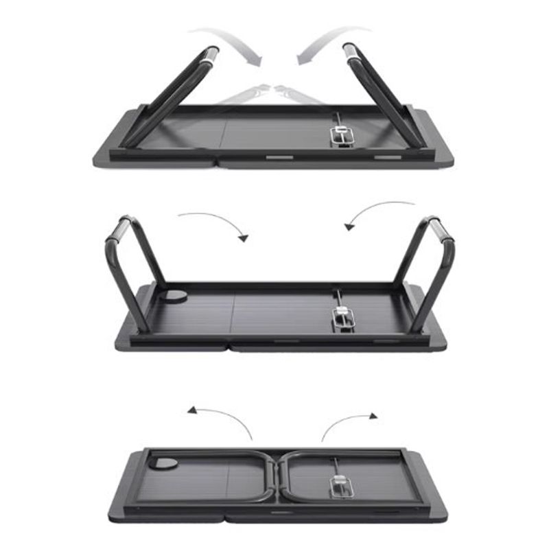 Laptop, Telefoane si Tablete - Laptopuri si accesorii - Accesorii Laptop - Standuri/Coolere notebook - Masuta pliabila pentru laptop, cu inclinare reglabila, suport pentru pahar, Herum, Alb, 60 x 32 x 25 cm - Infinity.ro